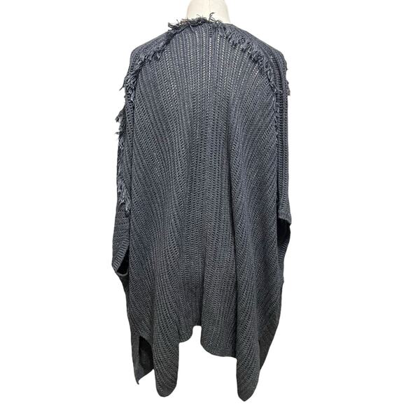 Ella Moss Womens Gray Yarn Fringe Crochet Short Sleeve Boho Cardigan Sz XS/S - Picture 6 of 11
